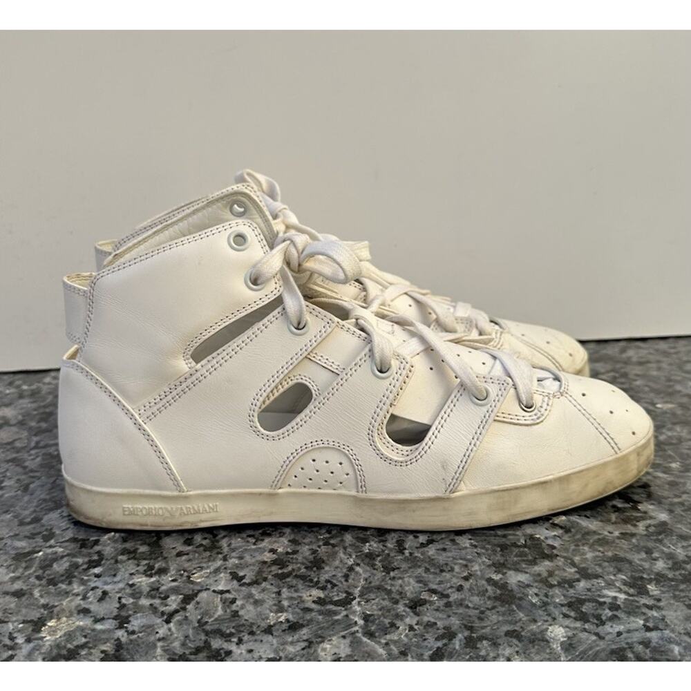 EMPORIO ARMANI High-Top Sneakers Genuine Leather Women’s Size 38